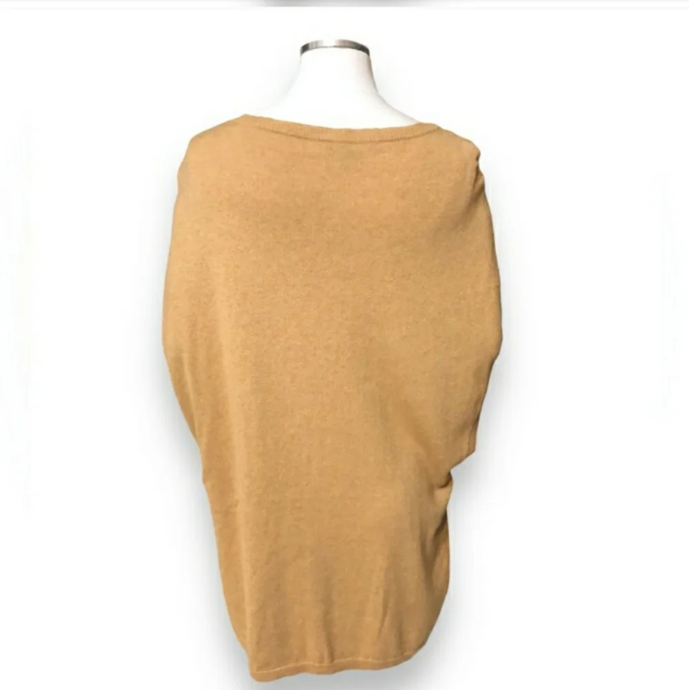 HALSTON Tan Cashmere Blend Dropped Shoulder Tunic Sweater